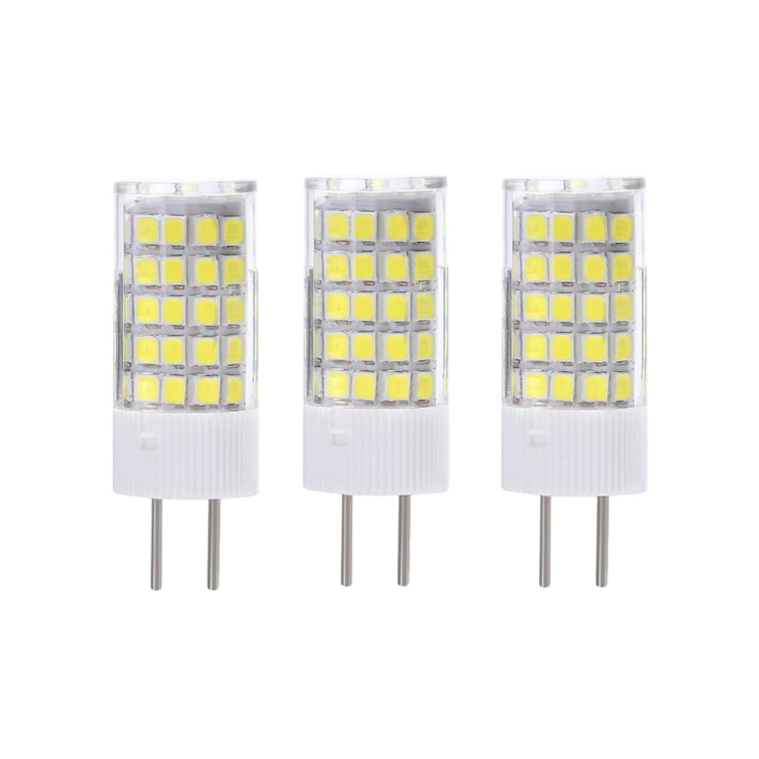 6 bombillas LED G4 regulables, bombilla de maíz de cerámica de dos pines con 64-102 LED. (110v- 7w/Blanco 6500K)