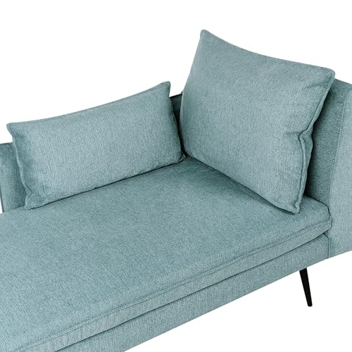 Beliani Chaise Longue Destra Con Cuscini Decorativi In Tessuto Azzurro - 7