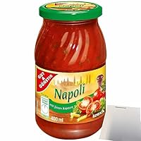 Gut&Günstig Napoli Sauce pour pâtes aromatisée aux fines herbes La sauce pour pâtes Napoli de Gut&Günstig est une délicieuse sauce tomate aromatisée aux fines herbes. Elle est disponible dans une bouteille de 400 ml et est parfaite comme sauce pour l...