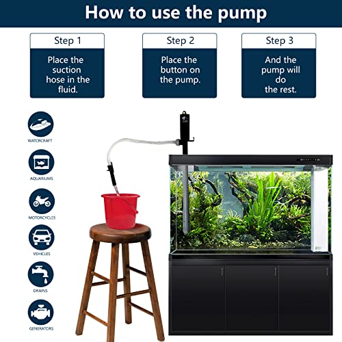 Portable Battery-Powered Liquid Transfer Pump with Flexible Suction Runs 2.4 Gal/Minute (Black)