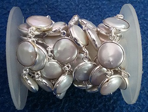 KIRANBEADS - 3 Feet Freshwater Pearl Bezel Connector Chain - Continuous Connector Chain - 10-12mm Connector Chain