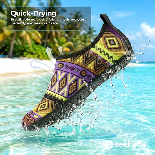 Image of SEEKWAY Water Shoes Women Men Adult Quick-Dry Aqua Socks Barefoot Non Slip for Beach Swim River Pool Lake surf Black SK002(U)