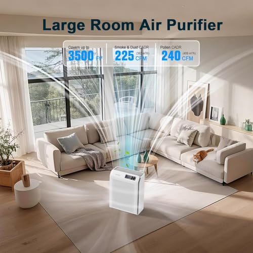 Image of Air Purifier for Home Large Room Up to 3500 Ft, Smart WiFi App Control | Quality PM2.5 Display, Ultra-Quiet Sleep Mode, Auto Mode, HEPA Air Purifier for Pets Hair Dust Odor Pollen