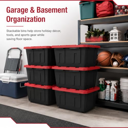 Image of (6-Pack) 27 Gal Stackable Storage Bins with Locking Lids, Garage & Basement