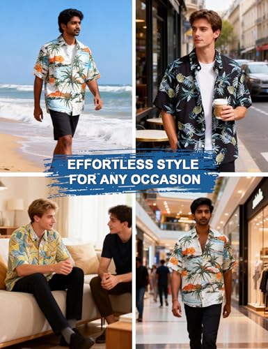 Image of Venzina Men's Floral Print Shirt - Stylish Summer Top for Lounge, Sleep & Beach Wear Lightweight Casual Shirt for Men Nightwear Pyjama Kurta