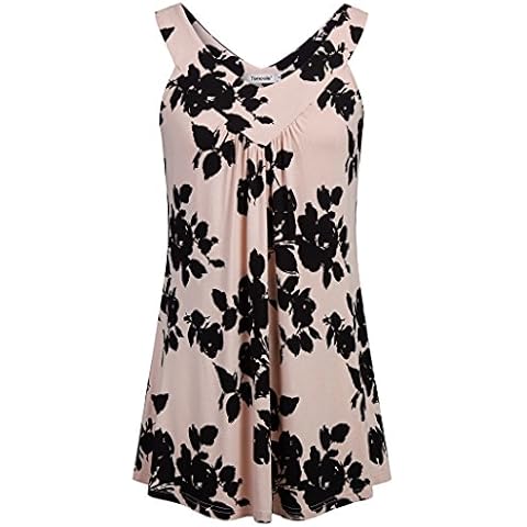 Tencole Womens Casual Sleeveless Camis Tank Tops Loose Fit Cute Tunic Pleated Fashion Tunic Blackpink Cover