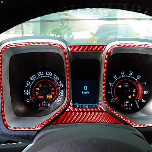 Image of NVCNX Real Premium Carbon Fiber Dashboard Speedometer Instrument Panel Frame Dash Trim Cover Car Interior Accessories Compatible with Chevrolet Camaro 2010 2011 2012 2013 2014 2015 5PCS Red