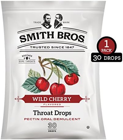 Sore Throat Lozenges with Pectin by Smith Brothers (Wild Cherry, 30 Count): Vintage Candy Throat Drops - The Original American Cough Drop