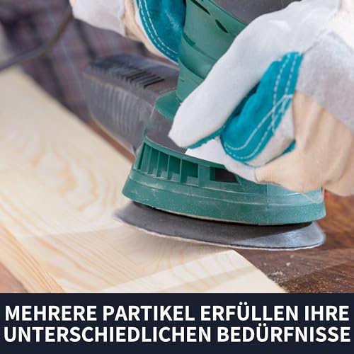 100 Stück Schleifpapier 125mm Klett, 5 in 8 Loch, P40-P400, Wandschleifer für Holz, Metall, Kunststoff