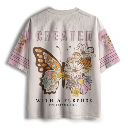 Graphic Tees Summer Novelty Women Men Oversized Flowers with Butterfly Christian Jersey2