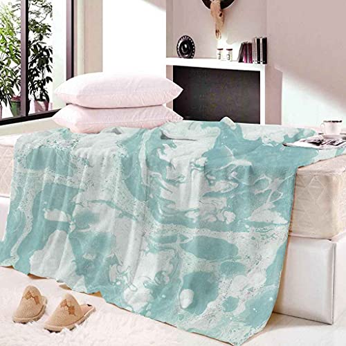 Couverture flanelle vagues de l'océan bleu plaid microfibre canapé lit toutes saisons - 4
