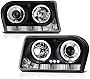 [For 2005-2008 Chrysler 300 Halogen Model] LED Halo Ring Black Projector Headlight Headlamp Assembly, Driver & Passenger Side