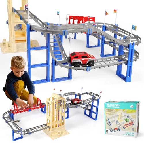 89Pcs Zug Set Spielzeug mit Schienen – Eisenbahn Kinder Elektrisch mit Verschiedenes DIY-Zubehör, Elektrischer Triebwagen, Verschiedene Gleistypen, für Kinder ab 3+ Jahre, Lernspielzeug für Kind (B)