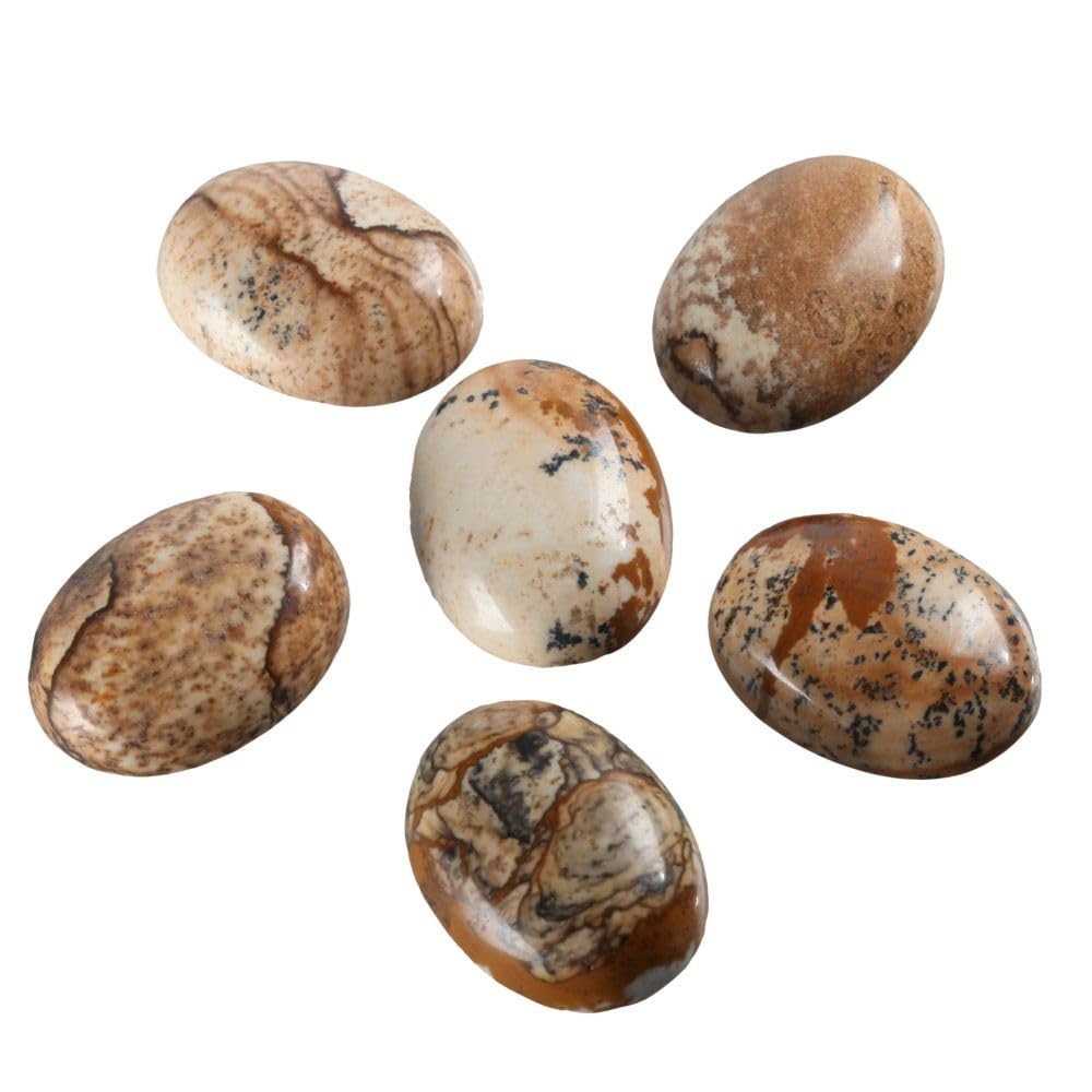 16 Stück natürlicher Jaspis flache Rückseite ovale Edelsteine Cabochons 25 x 18 mm für Schmuckherstellung GP20