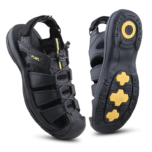 Image of FUEL Comando Men's Fisherman Sandals - Comfortable, Breathable & Flexible Outdoor Sandals with Protective Toe, Anti-Skid Sole - Stylish Casual Beach & Sports Footwear