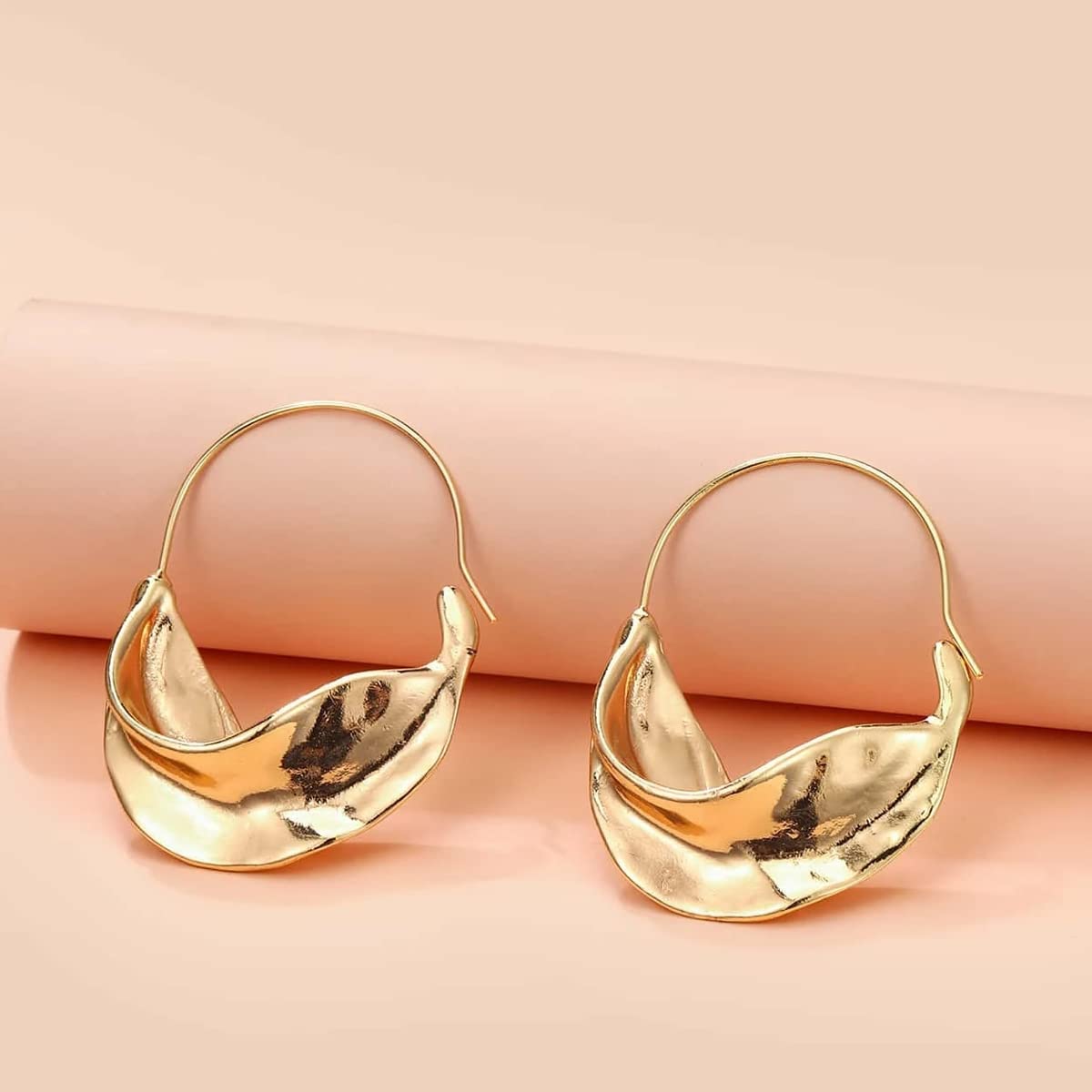 Toned Twisted Huggie Earrings, Chic