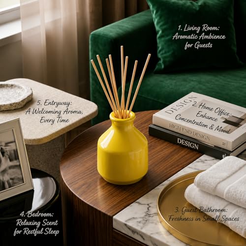 Image of Pure Source India Elegant Ceramic Reed Diffuser Pot - Decorative Aroma Diffuser Vase for Living Rooms, bedrooms, bathrooms, Offices, and entryways