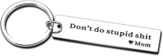 Son Gifts from Mom Don't Do Stupid St Keychain to Daughter Son Birthday Christmas Valentine's Day Gifts for Teenagers Boys Girls Kids Funny Graduation Gifts for Him Her Stocking Stuffer Gag Gifts