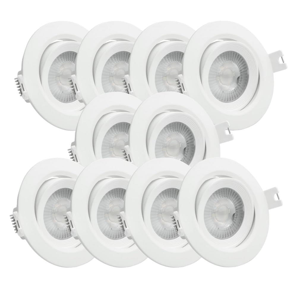 LUXULA 10er Set schwenkbarer LED Einbaustrahler 230V - Ø68-72mm - 7W 718lm - CCT Einbauleuchte Spot IP44 Badezimmer Küche - 3000K 4000K 6000K einstellbar - Warmweiß Neutralweiß Kaltweiß