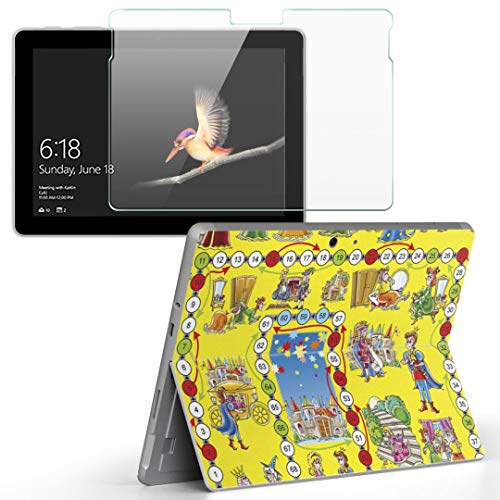 igsticker Surface Go/Surface Go 2 専用スキンシール ガラスフィルム セット 液晶保護 フィルム ステッカー アクセサリー 保護 006677 ユニーク 童話 すごろく