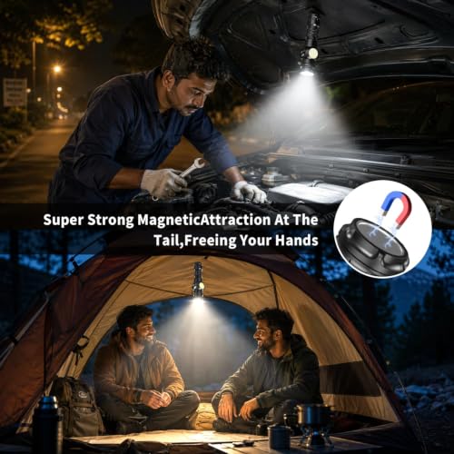 Eopora High Power Rechargeable LED Torch Light, 2 KM Long Range | 10000 Lumens, High Beam, Magnetic Base, IP67 Waterproof, 9 Light Modes, USB-C Charging, LCD Display, For Camping and Outdoor - Image 8