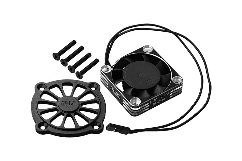 Aluminum 7075 Alloy Motor Heatsink with Metal Frame Cooling Fan and Protective Cover for Arrma 1/10 Gorgon 4X2 Mega 550 Brushed Monster Truck-ARA3230 Upgrades - Black
