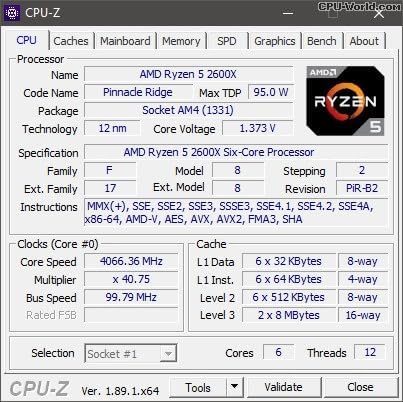 Miniatura 2 de CPU AMD Ryzen 5 2600X Usado 6-Core 12-Thread Procesador de escritorio 3.6 GHz 16M 95W Socket AM4