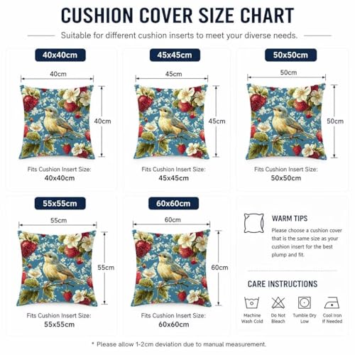 Housse de coussin en lin decoration oiseau avec fermeture eclair - 7