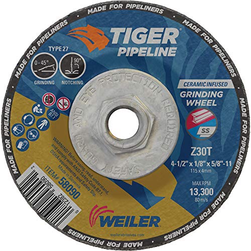 Image of Weiler 58090 4-1 /2 inch x 1 /8 inch Tiger Pipeline, Z30T, Type 27, 5 /8 inch-11 Nut (Pack of 10) (4-1 /2 inch Dia)