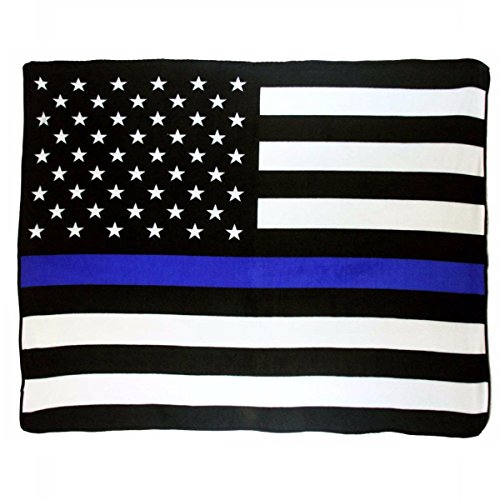 Thin Blue Line Police Lives Matter USA Plush 50x60 Polar Fleece Blanket Throw