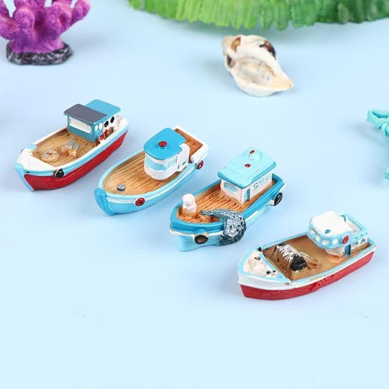 Miniatura 5 de 6 botes mediterráneos en miniatura de resina para casa de muñecas para bricolaje, decoración de pastel de jardín de hadas, adorno de escritorio,