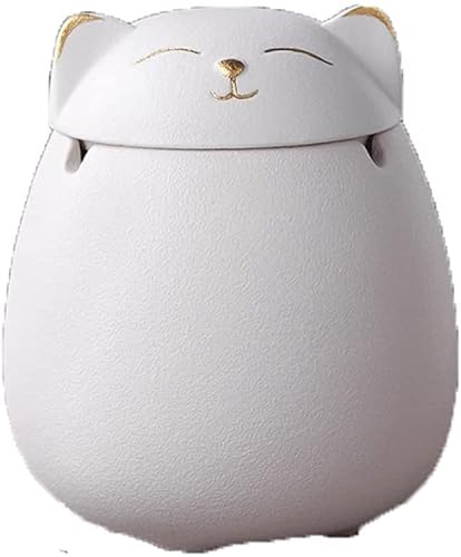 GDEVNSL灰皿 タバコの灰皿の灰皿かわいい猫の灰皿防風の陶磁器の灰皿の家族かわいい灰皿装飾の装飾品 たばこ灰皿 (ホワイト)
