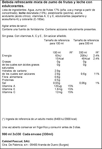 Zumo Tropical Bifrutas Zero Pascual 3 x 330ml