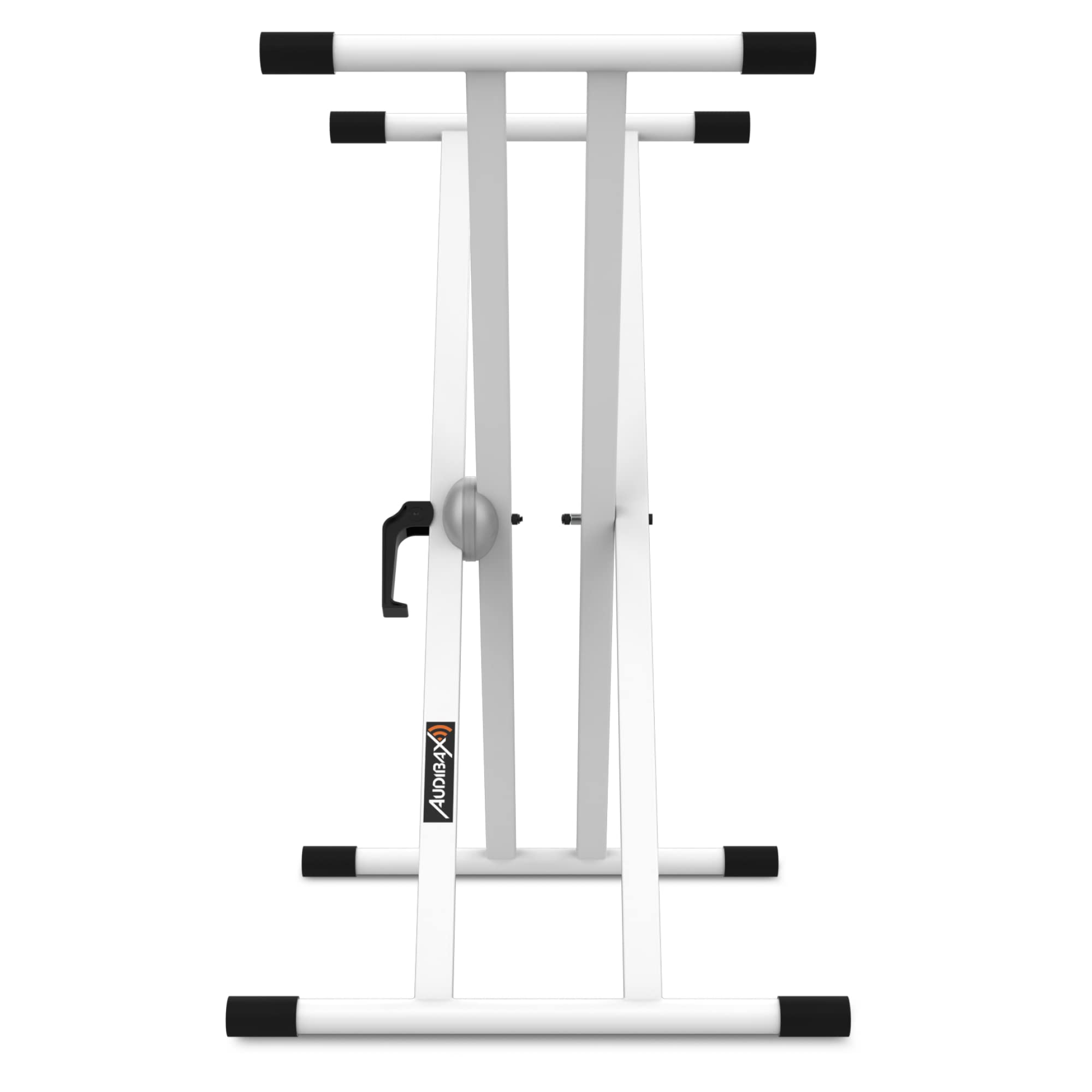 Audibax Onyx 130 White - Support pour Clavier à Ciseaux Double - Support pour Clavier de Musique Électronique - Réglage Easy Lock Ball Joint - Charge 50 kg - Pour Claviers à 61, 76 et 88 Touches