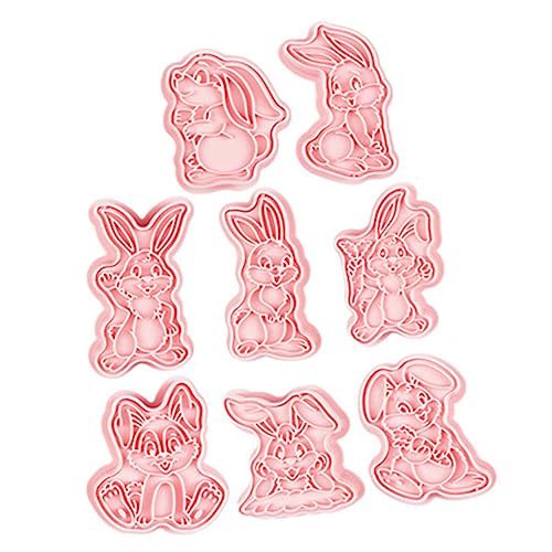 CIYODO 8Pcs Rabbit Shaped Cookie Molds Reusable Baking Stamps for Year Party Favors Easy Demoulding Carved Design for Festive Treats