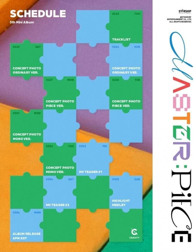 Miniatura 8 de CRAVITY Master  Piece 5th Mini Album POB+Photobook+Lyric card+Photocard+Tracking Sealed Random