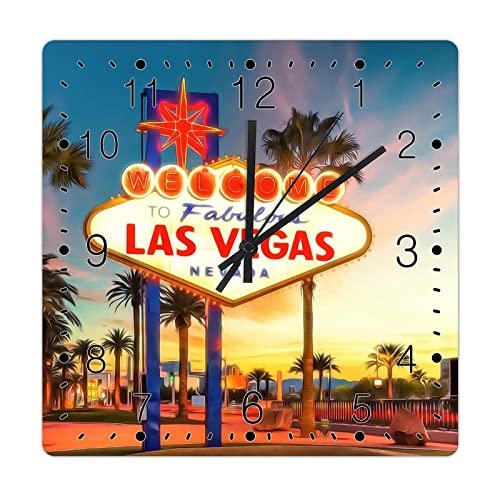 Horloge en bois souvenir USA City Casino Las Vegas - Horloge décorative en bois - Sans tic-tac - Pour cuisine, salon - 30,5 cm