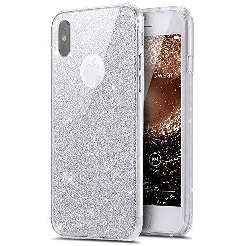 Preisvergleich Produktbild Homikon 360 Grad TPU Silikon Hülle Bling Glänzend Glitzer Strass Schutzhülle KomplettDurchsichtige Handyhülle Fullbody Vorne Hinten Rundum Etui Kompatibel mit iPhone XR - Silber