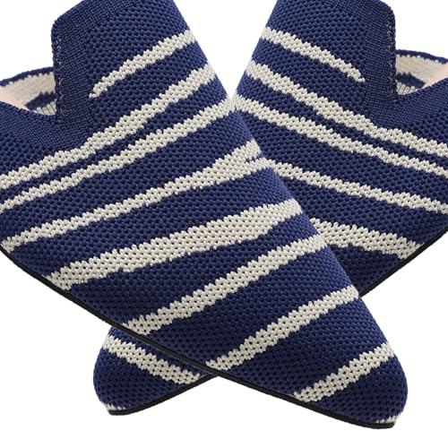 Image of Tilocow Knit Mules Office Slip on Loafers Business Casual Flats for Women