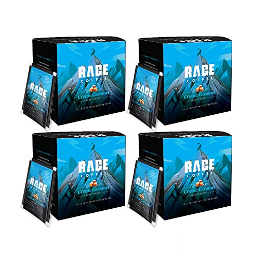 Image of RAGE COFFEE - Instant Creme Caramel Flavoured Sachets | 100% Arabica Beans | Black, Hot or Cold | 400 Gm - Pack of 40