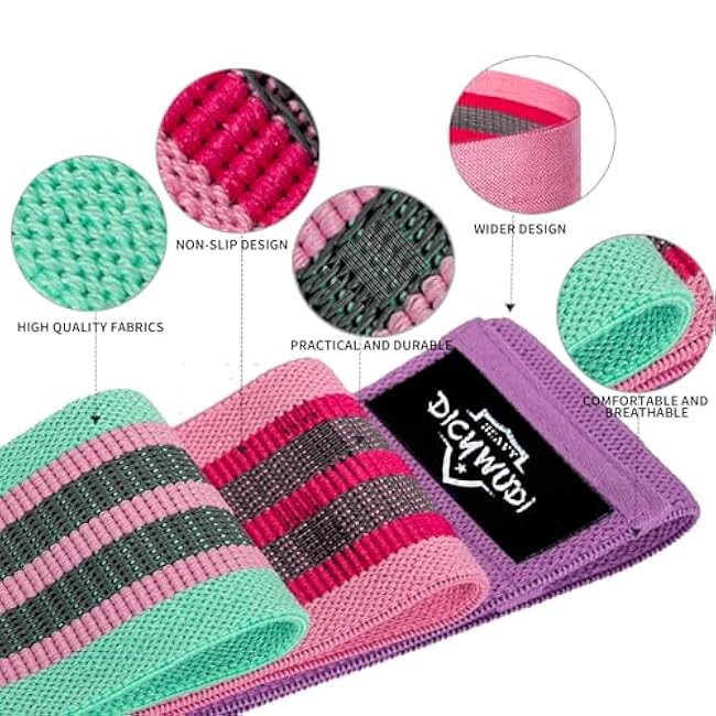 Fabric Resistance Bands for Working Out, 6Pack Non-Slip Exercise Bands for Women and Men, Fabric Booty Bands for Home, Fitness, Pilates, Stretching