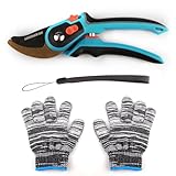 OUPADOS Hochleistungs Gartenschere Astschere Amboss Ratschen 215mm- Holz35 mm-SK5-Klinge,Schnittdurchmesser fürfür frisches Holz, Bypass Rebschere Rosenschere. Pflanzenschere, Blumenschere