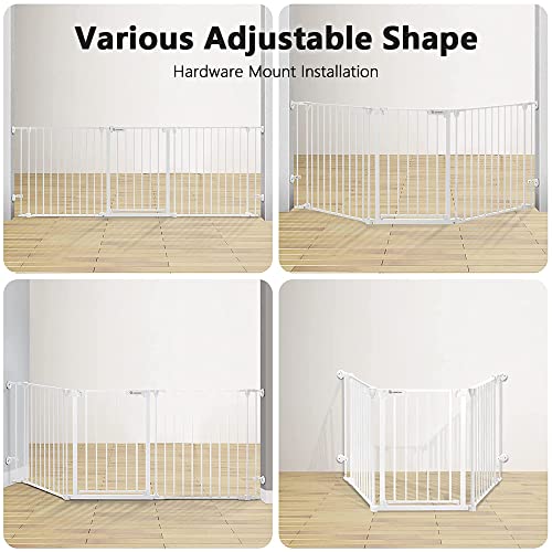 Comomy 30"-80" Extra Wide Baby Gate, Dog Gate For House Stairs Doorways Fireplace, Auto Close Pet Gate With Door Walk Through, Adjustable 3 Metal Panels, Hardware Mounted (30" Tall, White) #TOP3