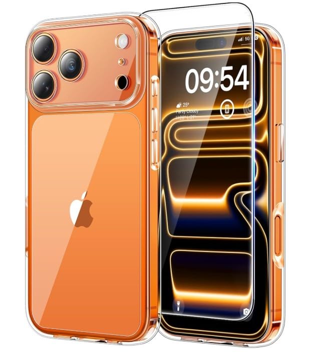 Military-Grade Phone Case for iPhone 17 ProMax, Hybrid Protection with Hard PC Back and TPU Air Cushion, Clear, 0.85mm Raised Edge