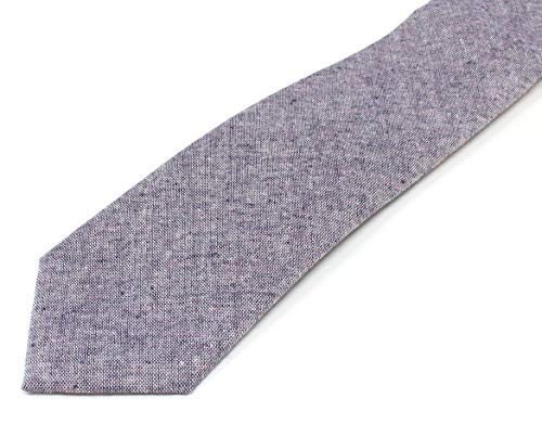 Image of Men's Chambray Cotton Skinny Necktie Tie Textured Distressed Style - 2.5 inch Width
