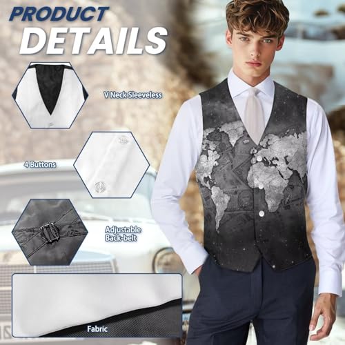 Men's Suit Vest Business Formal Dress Suit Lightweight Waistcoat Vest 4 Buttons Blazer Suit Jacket Slim Fit S-4XL 6