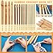 16 Pieces Wooden Crochet Hooks, 3 to 30 mm in Diameters Handle Crochet Hook Knitting Crochet Needles with 10 pcs Knitting Stitch Markers for Handcraft Crocheting