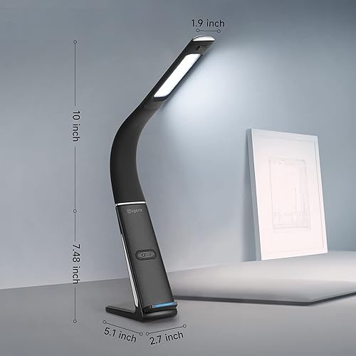 Miniatura 7 de rigors Lámpara de escritorio LED inteligente con detección de gestos para oficina en casa, luz de escritorio con puerto de carga USB inalámbrico y