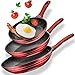 NHEAVEN Pfannenset Induktion 3-teilig aus Aluminium für alle Herdarten, Kratzfeste Pfanne mit Marmorbeschichtung, Bratpfannen Set induktionsgeeignet und antihaftbeschichtet, Ø 20/24/28cm (Rot)
