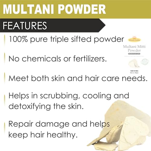Image of Khadi 100% Pure & Organic Multani Mitti Powder - Natural Clay for Deep Cleansing, Oil Control & Glowing Skin - Face & Hair Pack - 350g